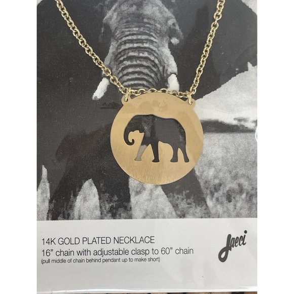 New JAECI Elephant Charm 14K Gold Plated  Necklace Adjustable Elephant Lover - Picture 4 of 7